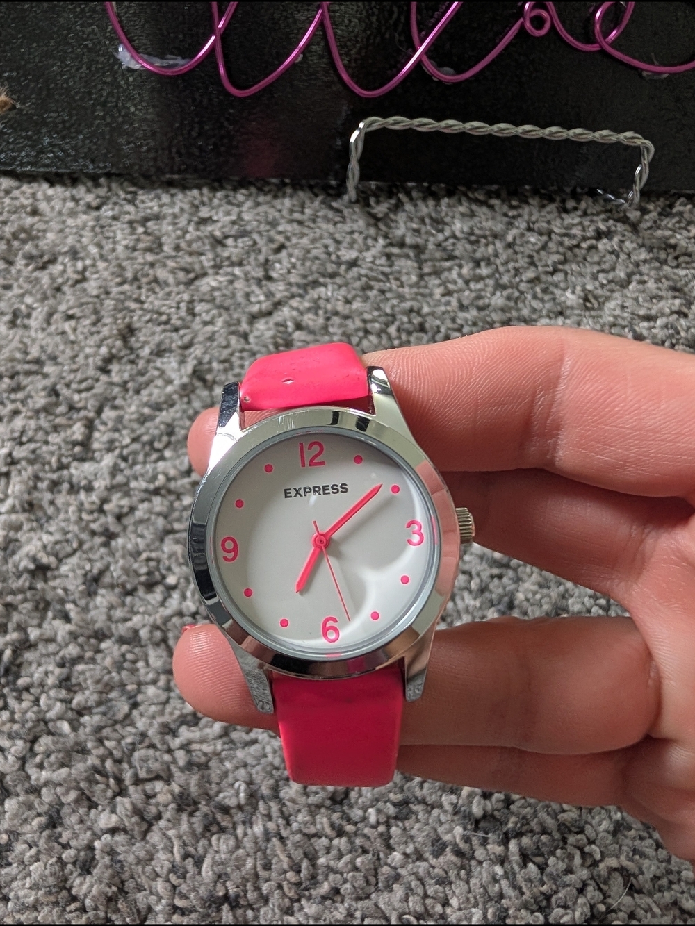 Used Condition Express Hot Pink Strap Watch with Pink Accents